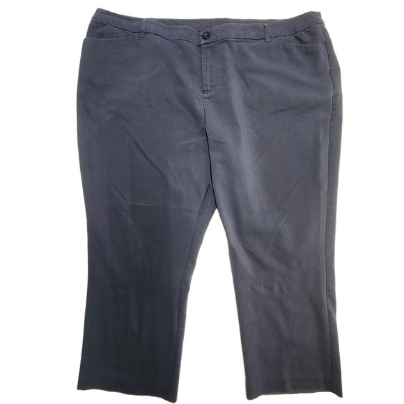 CJ Banks High Waist Cropped Pant Navy Blue Cotton Stretch, Size 24W Petite - Picture 2 of 14